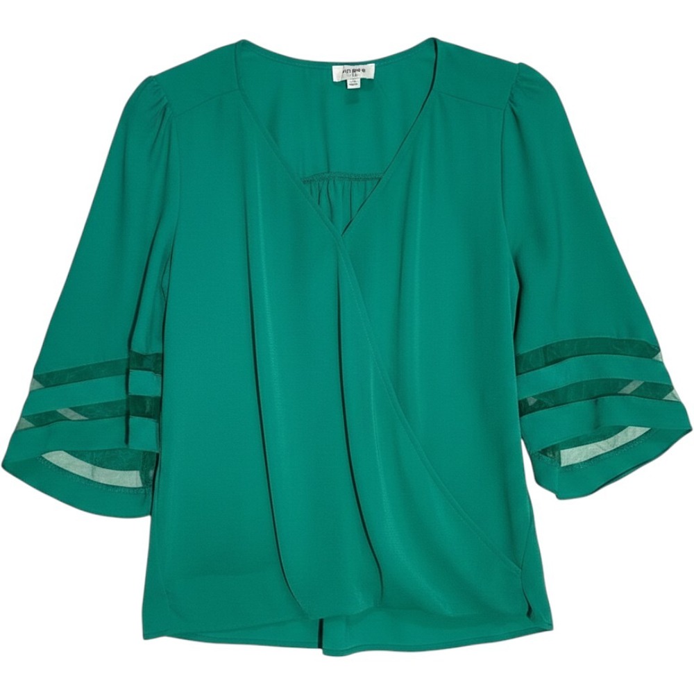 Umgee Bell Sleeve Mesh Stripe Blouse Women Small Summer Boho Casual Office